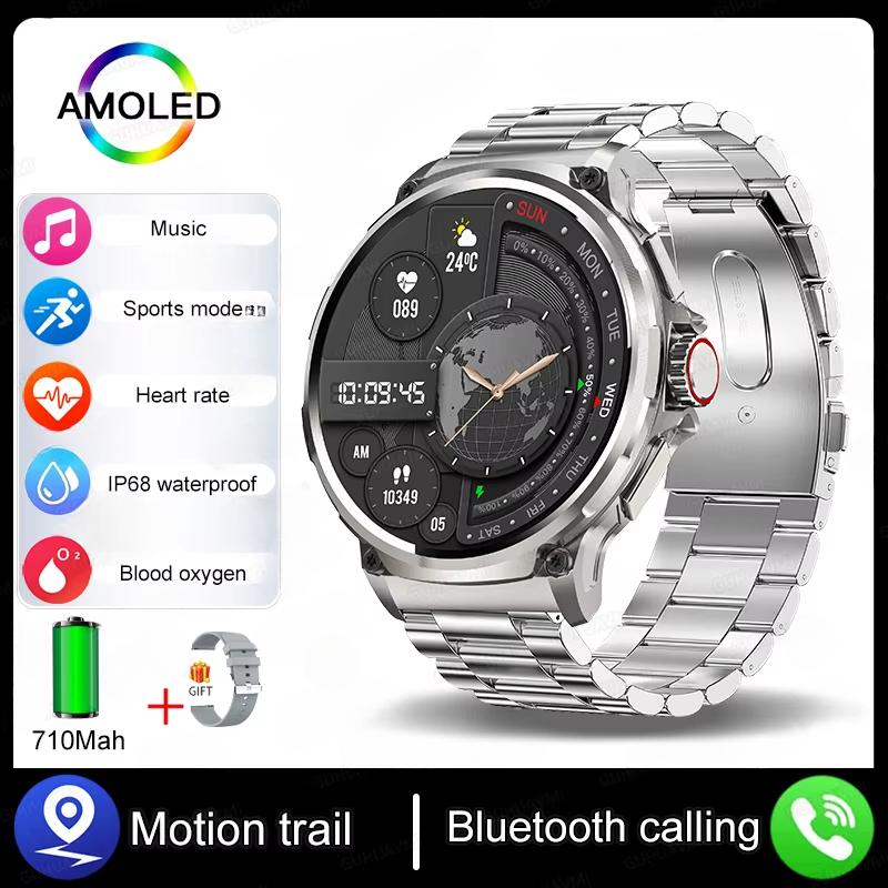 2025 New 1.85-inch Ultra HD AMOLED Smart Watch Men GPS Bluetooth Call 710 Mah Battery 400+Dial Fitness Sport Fitness Smartwatch