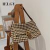 Female Bag One-Shoulder Messenger Underarm Canvas Bag Plaid Thick Grain Soft Cloth Casual All @-