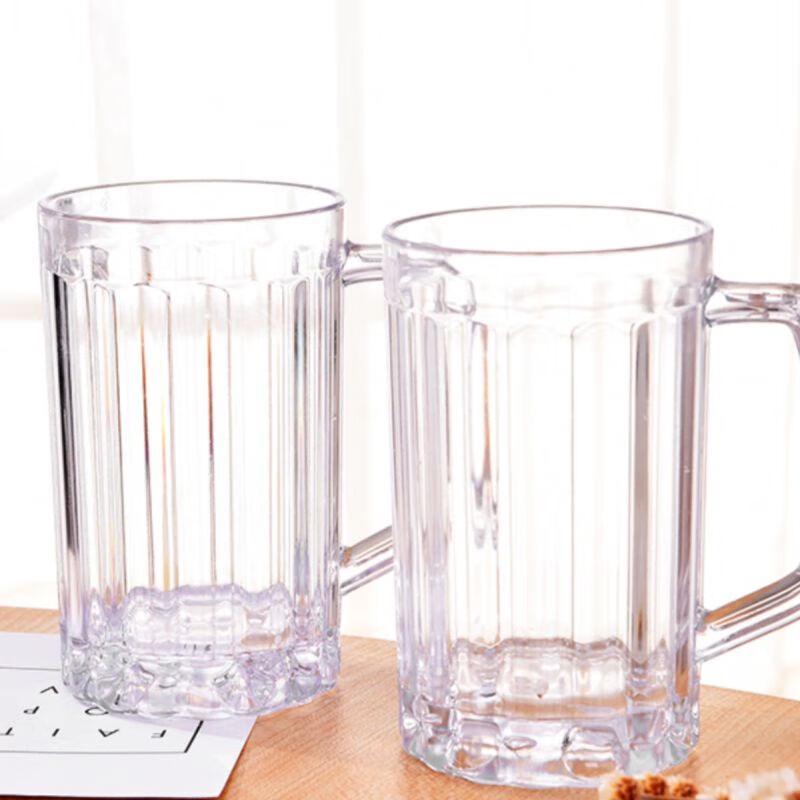 Set of 6 Acrylic Plastic Beer Mugs with Handle