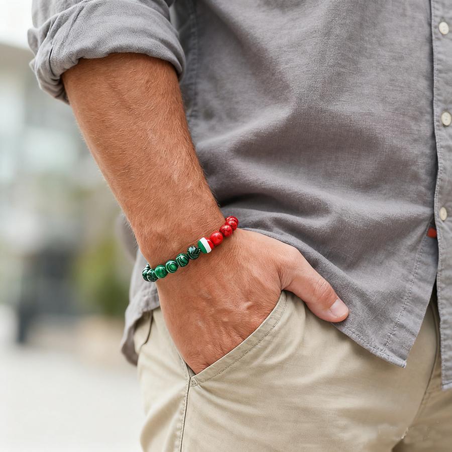 

Noter New Design Beaded Bracelet For Men 8mm Malachite Red Howlite Stone Braslet Leisure Versatile Accessories Boyfriend Jewelry