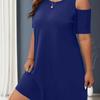 Spring and Summer European Style Plus Sizemm Women Clothing Short Sleeve Off-shoulder Size Maxi Dress