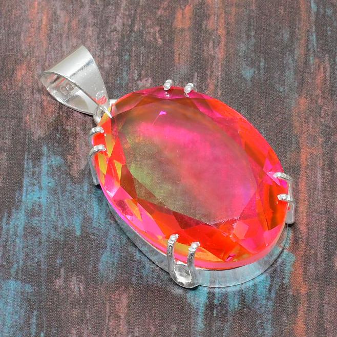 Bi-Color Tourmaline Gemstone 925 Sterling Silver Handmade Jewelry Pendant For Christmas Gift