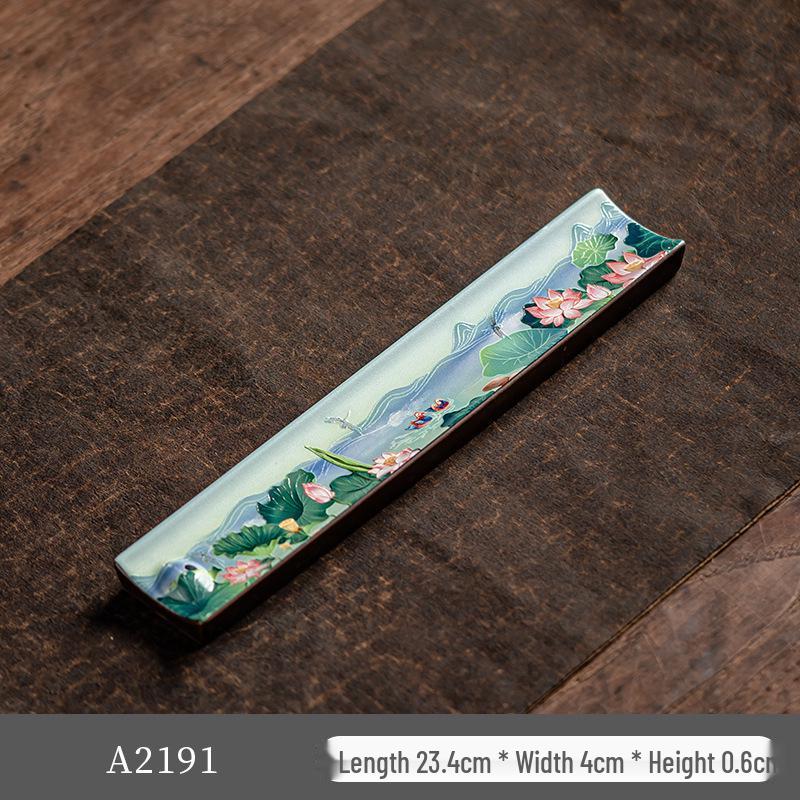 Guochao River & Mountain Ceramic Incense Holder - Retro Incense Stick Tray for Indoor Use