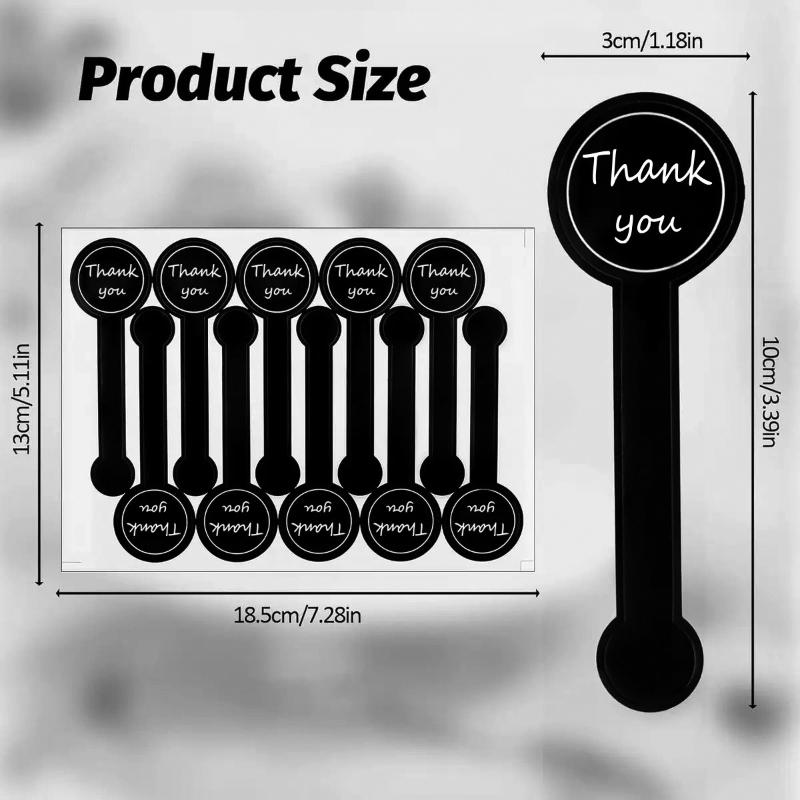 Black Thank You Long Sealing Sticker Pudding Bottle Sticker Baking Box Label Stickers DIY Handicraft Products Thank You Stickers