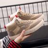 Fleece thickened high-top canvas shoes for women's winter students, Korean version of versatile flat bottom 2025 new thermal cotton shoes for women
