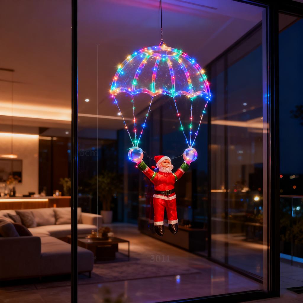30cm Christmas Decorative Light Christmas Parachute Hanging Home Decor Light House Holiday Atmosphere Decoration