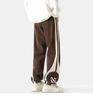 Men's Autumn Corduroy Contrast Color Sweatpants Vintage Warm Track Pants Streetwear Loose Casual Stripe Trousers