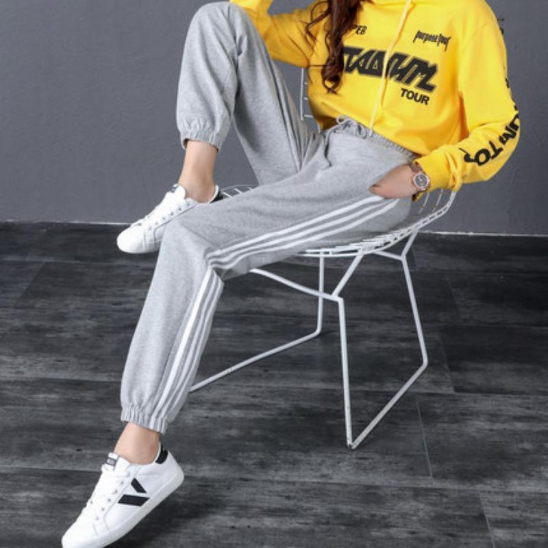 Lamb Wool Autumn and Winter Fleece Thickened Sweatpants Women's Harlan Pants Loose Large Size Thermal Casual Pants Belt