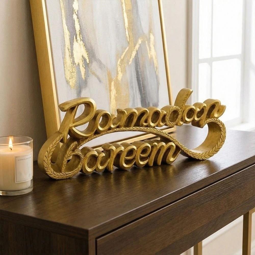 Resin Ramadan Letter Ornaments Gold Ramadan Table Ornament  Party Decorations