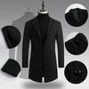 Autumn Men Trench Coat Solid Color Single Breasted Slim Fit Windproof Mid-length