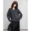 Women's V-Neck Knit Sweater with Adjustable Waist