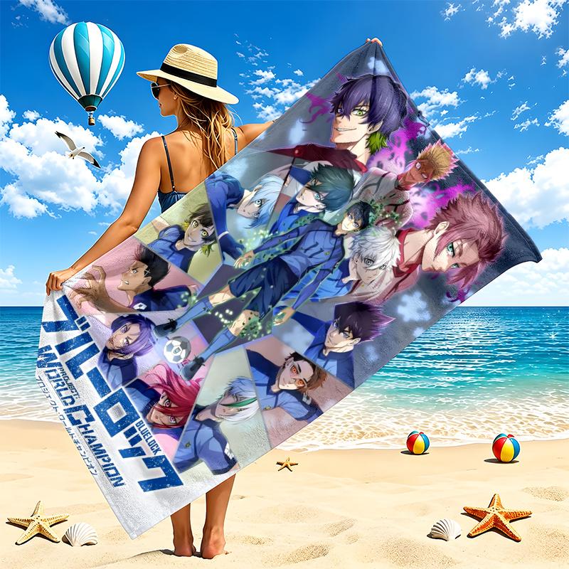 Blue Lock Beach Towel Quick Dry Soft MicrofiberSand Resistant Oversized Cabana Bath Sheet for Swimming Pool Travel Gift