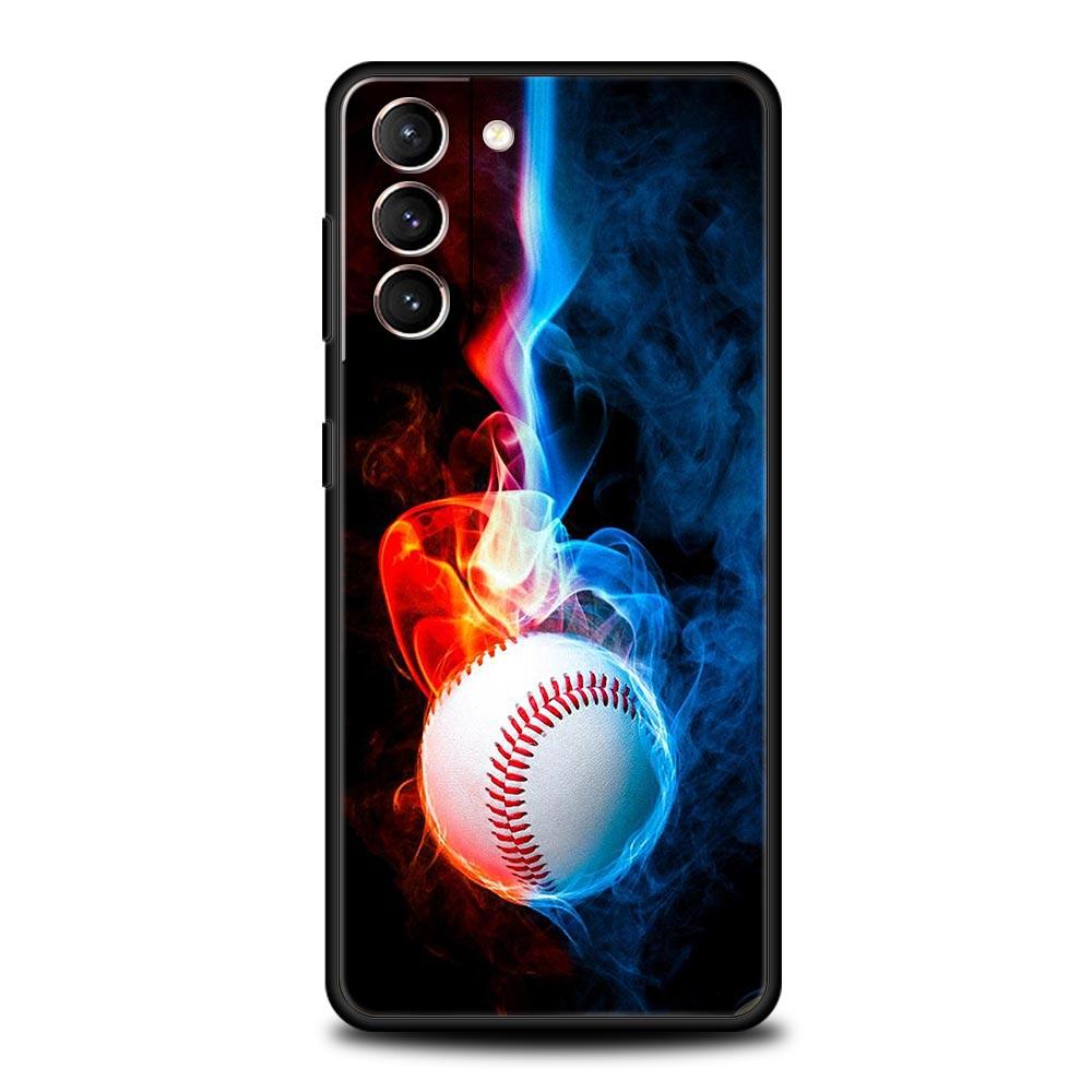 Soft TPU Phone Case For Samsung Galaxy S25 S24 S23 S22 S21 Ultra S20 FE 5G S10 S10E Plus Baseball Black Cover