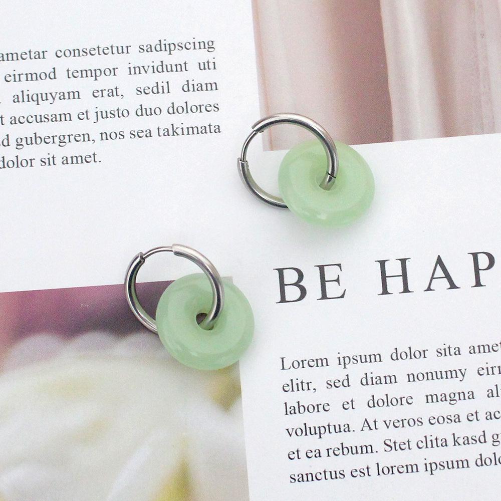 Stylish Girls' Stainless Steel Peace Buckle Hoop Earrings: Simple, Versatile, and Elegant Daily Jewelry