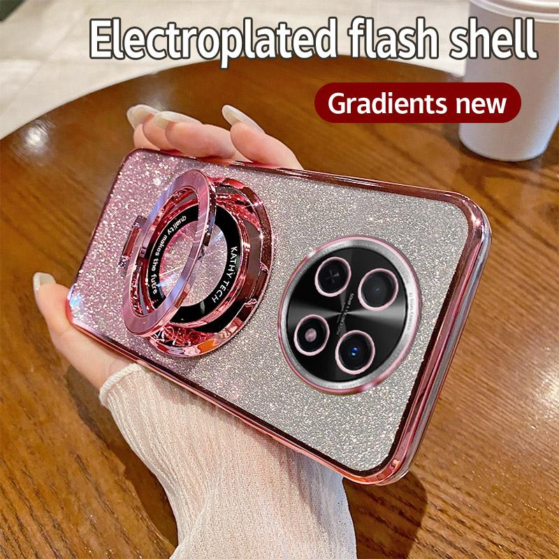 Gradient Glitter CD Ring Holder Phone Case For Huawei Y8S Y9S Y6P Y7A Y7 Y9 Prime Y9 P Smart Z Plus 2019 2021 P40 P30 Lite Cover