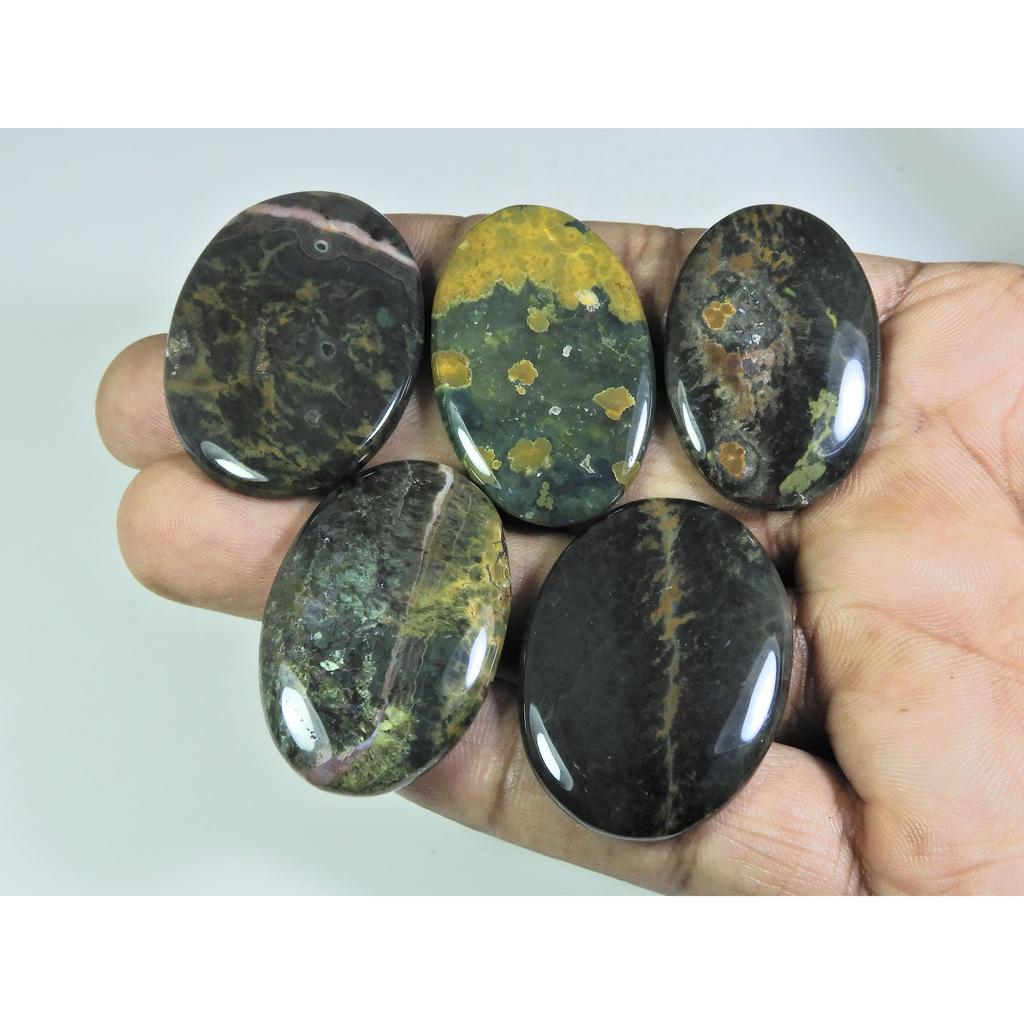 214Cts. Natural Ocean Jasper Oval Shape Cabochon Loose Gemstone 05 Pcs Lot C-311
