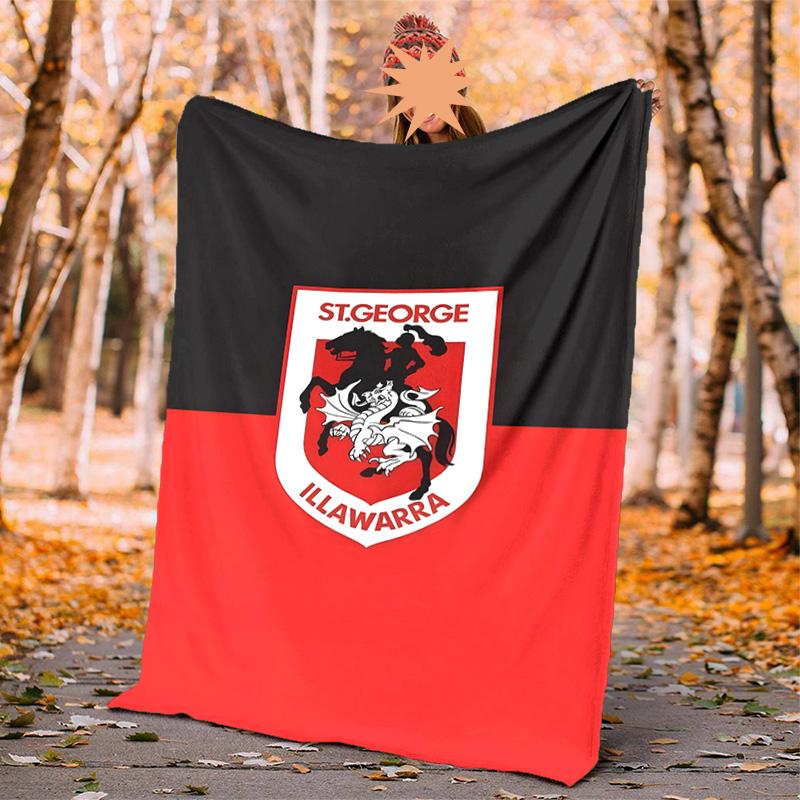 St George Illawarra Flannel Blanket Soft Warm All-Season Throw, Design for Camping, Car Travel, Hiking Sofa, Bed, Office Perfect Gift for Parties