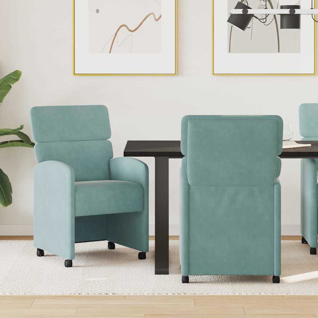 Dining Chairs with Casters 2 pcs Teal 58 x 65 x 98 cm Velvet