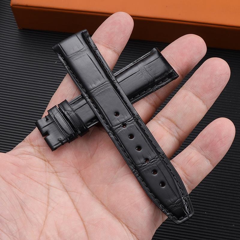 20mm 21mm 22mm Crocodile Skin Watch Band Replacement for IWC Portugieser Porotfino Family PILOT'S Watches Strap Folding Buckle