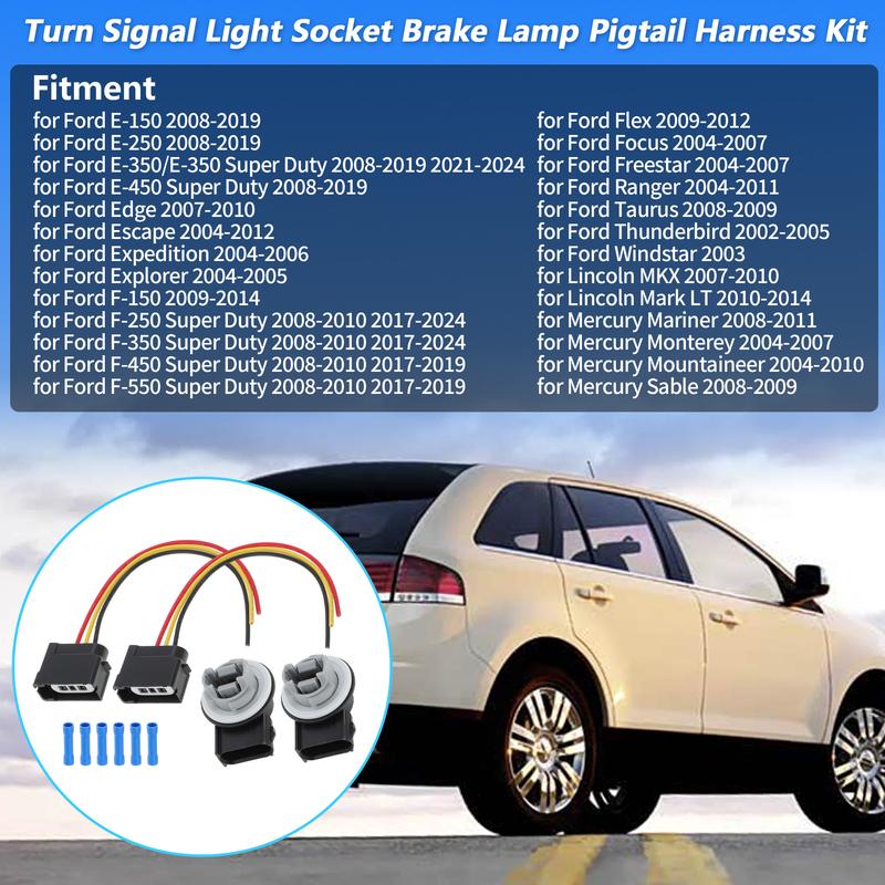 X Autohaux 2 Set Turn Signal Light Socket Brake Lamp Pigtail Harness for Ford F-150 Focus