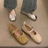 French Pearl Mary Jane Shoes Girl 2025 Spring New Fairy Evening Wind Large Size Soft Sole Ballet Grandma Shoes