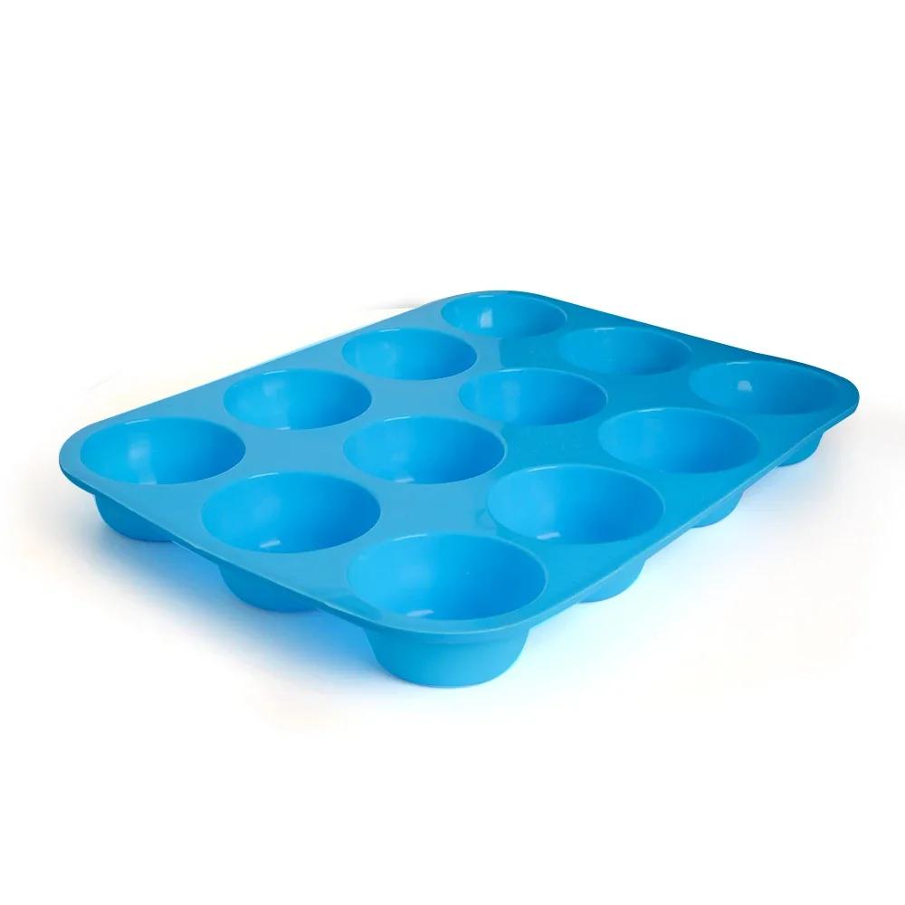 DIY Baking Tool - Non-Stick 12 Holes Round Muffin, Cupcake, Cookies, Fondant, Pudding, Steamed Cake Silicone Mold