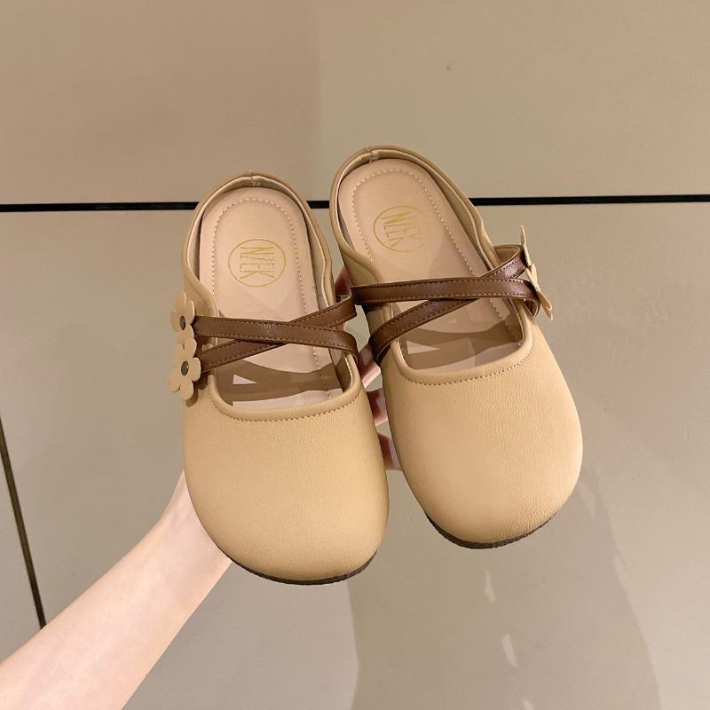 

Баотоу тапочки женские летние новые на плоской подошве модные для улицы с юбками универсальные сандалии Мэри Джейн 35 хаки