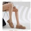 British Style Retro Small Gold Buckle Round Head Spring and Autumn Thick Sole One Pedal PVC Loafers Women's Shoes