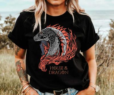 House of The Dragon Vintage 2026 Film Drachen Grafikdruck Herren Weiche Baumwolle Kurzarm Retro Fantasy T-Shirt