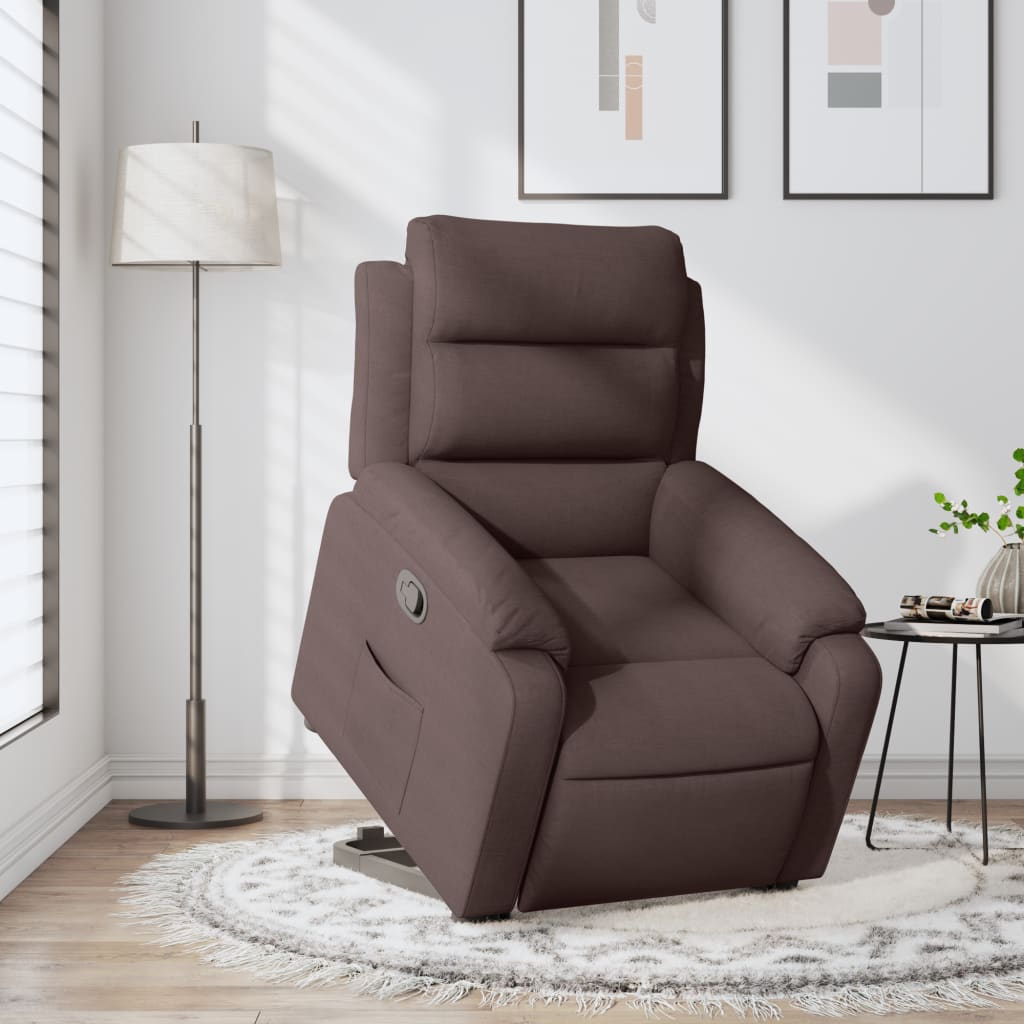 Recliner Chair with Lift Assistance Dark Brown Fabric