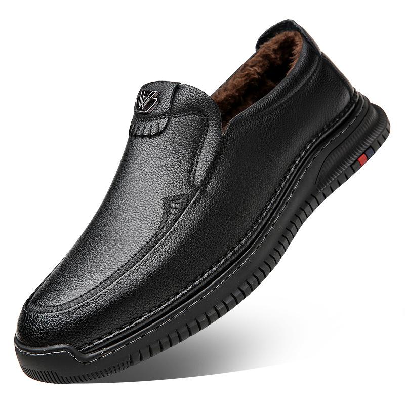 Men's Leather Shoes Casual Leather Men's Cotton Shoes Fleece Warm Men's Shoes Board Shoes Inventory