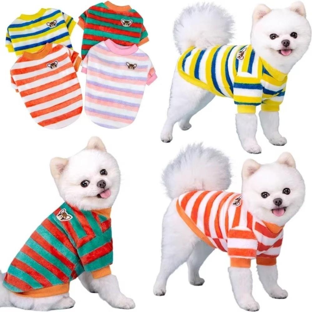 Rainbow Striped Puppy Clothes Hoodie Design Pet Sweatshirt Cute Pet Clothing