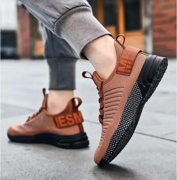 Mesh Breathable Sneakers Comfortable Casul Flats Shoes Lace-up Anti Slip Fashion Trend Outdoor Fitness Training Shoes for Men