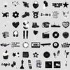 50 Pieces of Black and White Handwriting Doodle Stickers, Water Cups, Luggage, Waterproof Decorative Stickers, Creative DIY Stationery Stickers