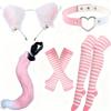 Cat Ear Headband With Tail Set Cosplay Costume Accessories Anime Kawaii Girl Party Outfit