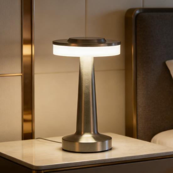 Cordless Metal Desk Lamp Adjustable Touch Control LED Table Lamp Portable Battery Powered Desk Light Bedroom Living Room Home Office Decor