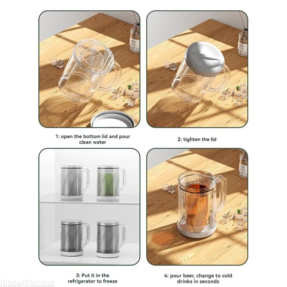 Tazza da Birra Creativa Congelante a Doppio Strato Sandwich Liquido Frigorifero Tazza Congelata Bevanda Fredda Tazze Refrigerate Cucina Bar Articoli per Bevande