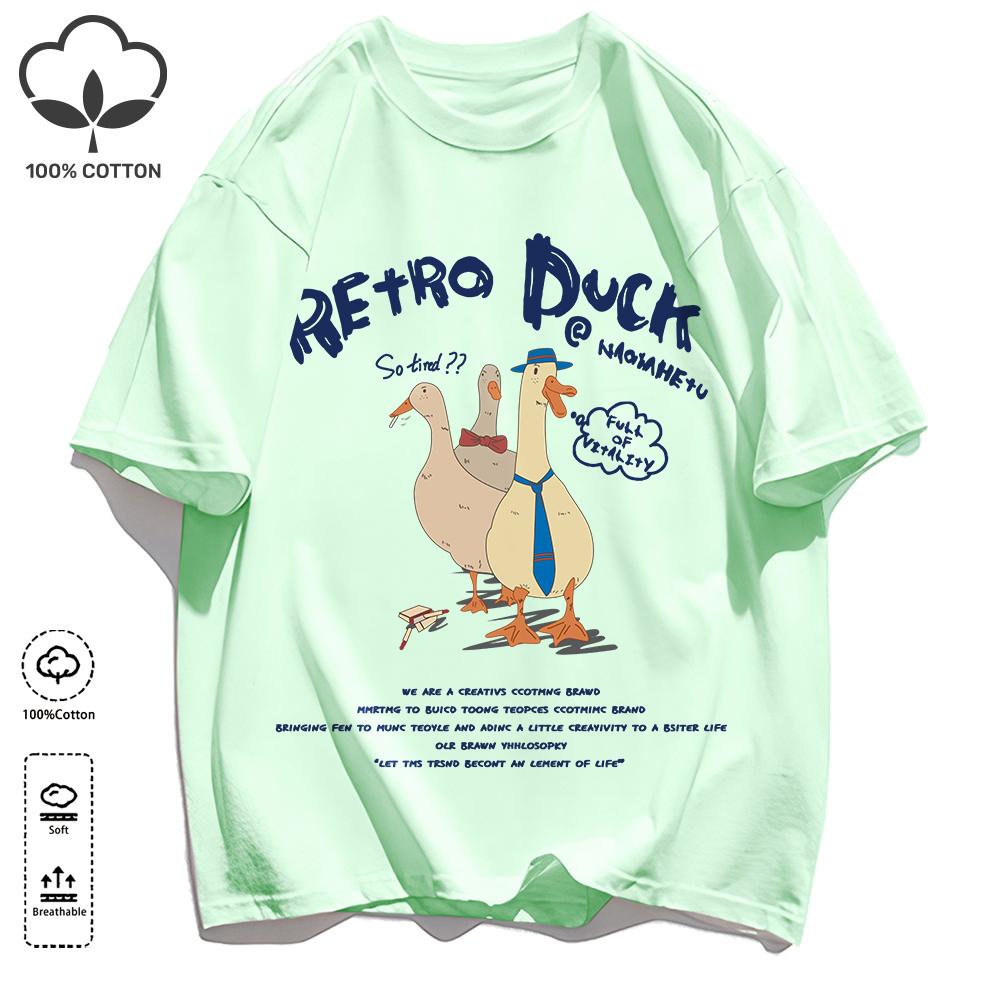 Classic Color Scheme T-Shirts For Unisex Retro Oversized Short Sleeves Fashion Couple Clothes Unisex Simple Basics Clothing