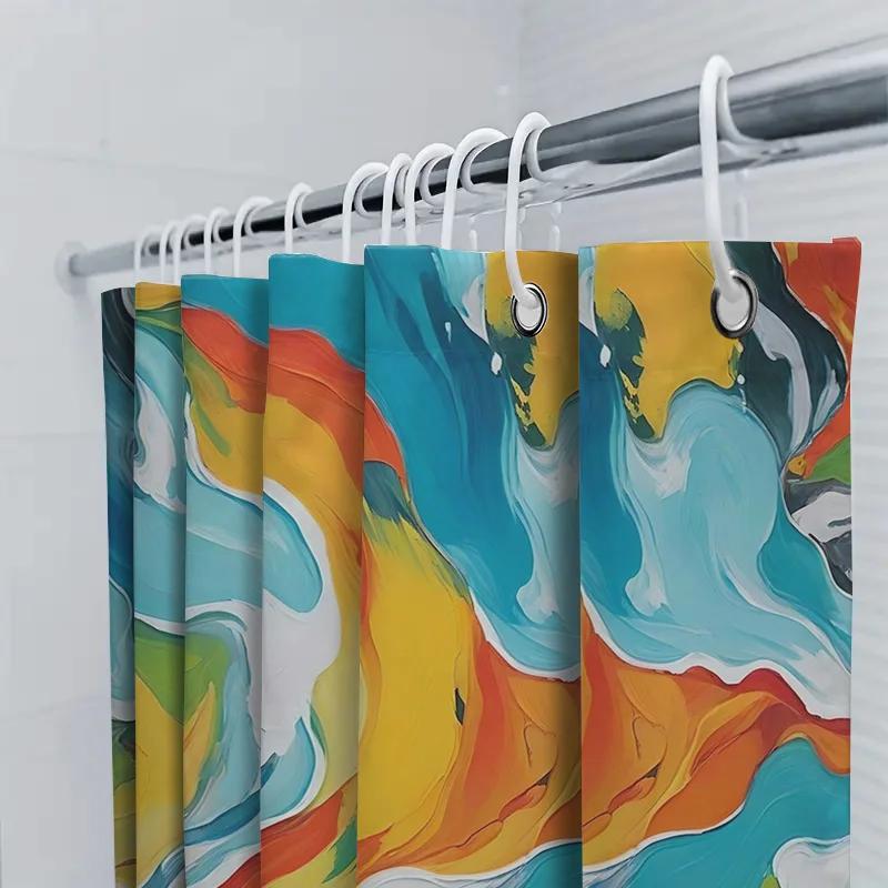 Colorful Shower Curtain Modern Bath Decor With Abstract Painting Design For Home Bathroom Decoration Supplies
