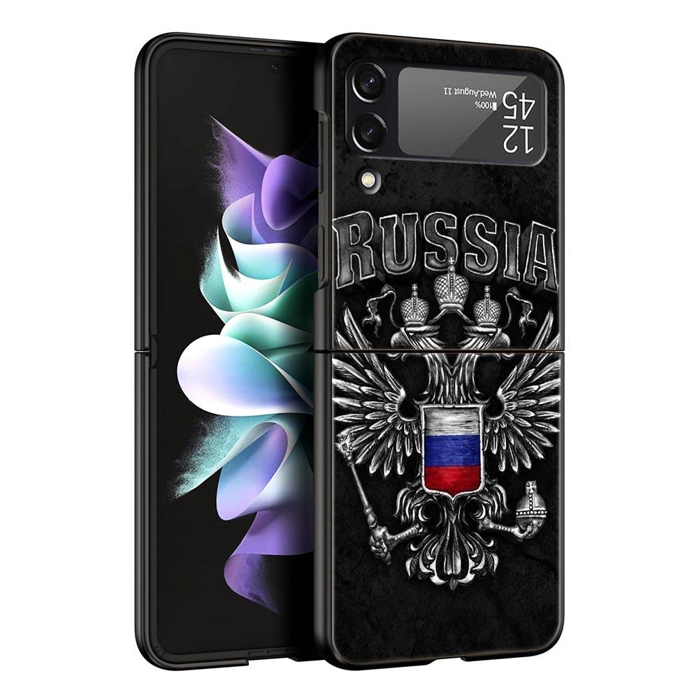Russian Flag Phone Case For Samsung Galaxy Z Flip3 Flip4 Flip5 Case Shell For Z Flip 3 4 5 6 7 Hard Folding Cover