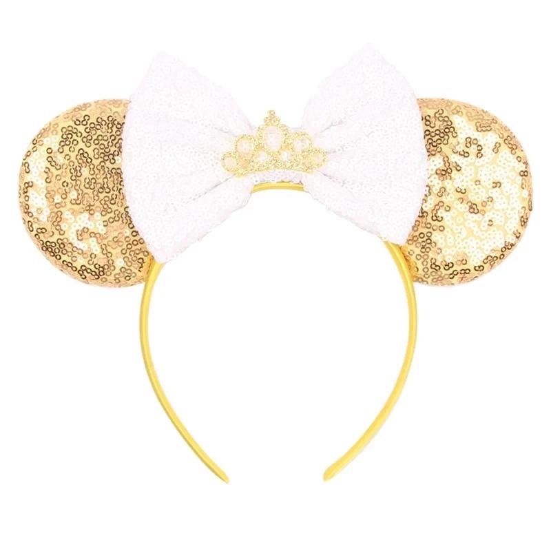 9.5 CM New Cute Glitter Crown Hairband Sequins Bows Mouse Ears Headband Kids Festival Party Cosplay Headband