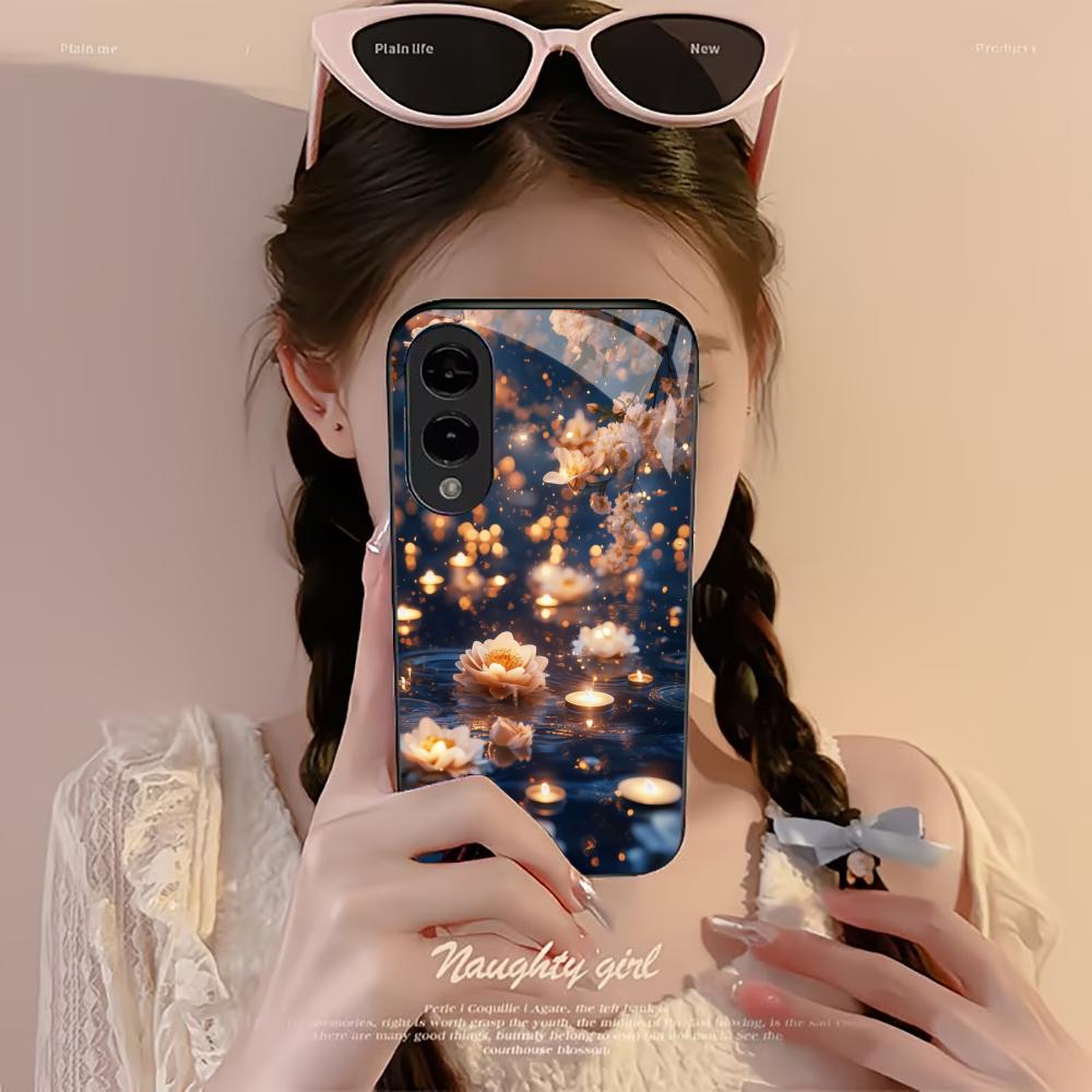 lights Flower Protective Exquisite High-end PhoneCase Glass PhoneCase for Samsung Galaxy S26 S25 S24 S23 S22 S21 FE,Ultra,Plus