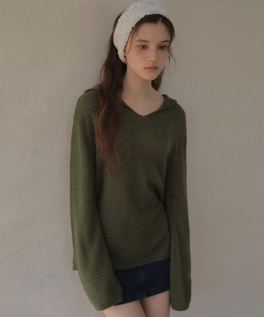 Aueonoseuteljia Hairy Hood Knit_Khaki(Oc26Kn14)