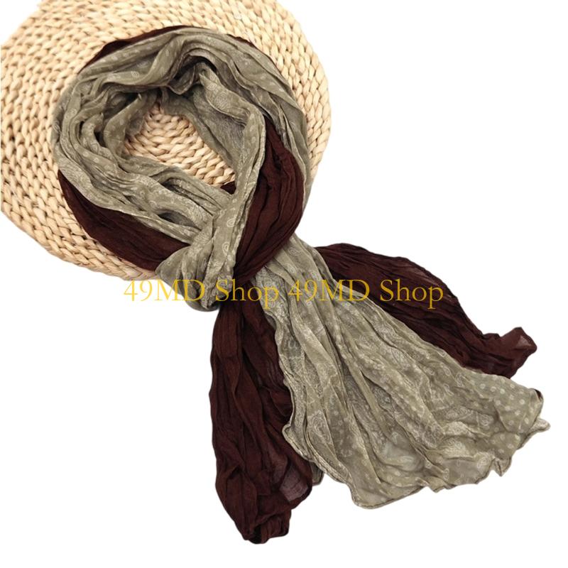 49MD Fashion Crinkled Scarf Stylish Layering Neckwear Polyester Long Scarf For Women