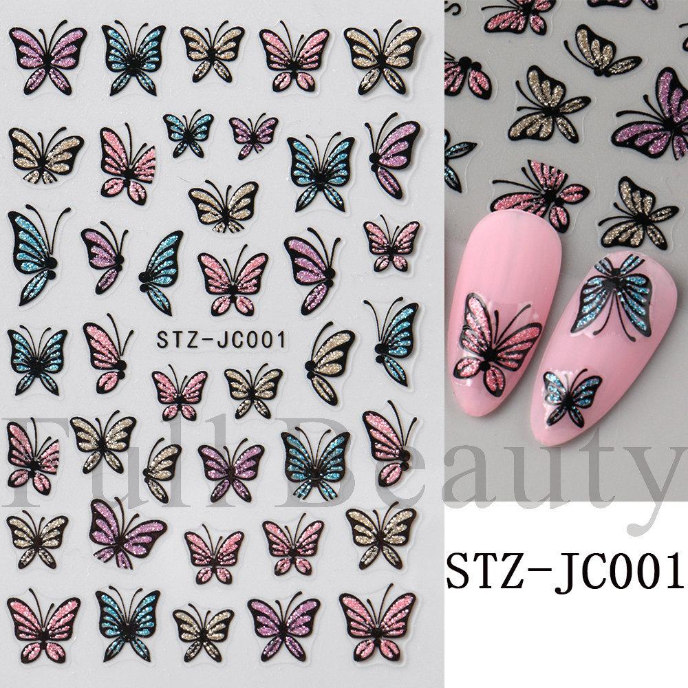 Nail Art Stickers Ins Golden Edge Love Line Valentine's Day Romantic 3D Adhesive Nail Stickers