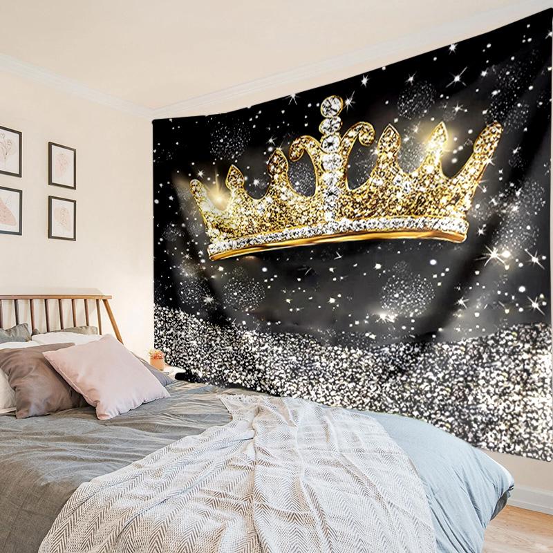 Pink Crown Sparkle Majesty Tapestry, Unique Design Tapestry, Wall Decor for Bedroom,Livingroom, Playroom,Heartwarming Fan Holiday Gifts