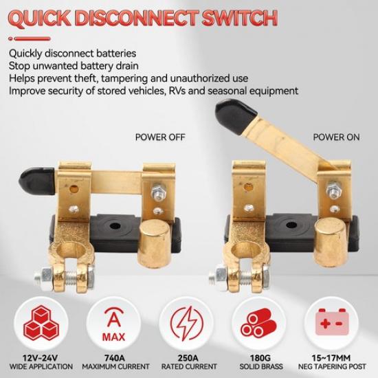 Top Post Blade Master Car Battery Disconnect Switch Power Shut Cut-Off Auto