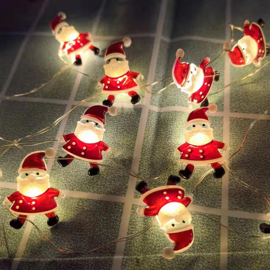 Christmas LED Lights: Santa, Snowman, Reindeer, Black Hat, Candy Cane, Gift Box, Bells with Copper Wire Fasteners