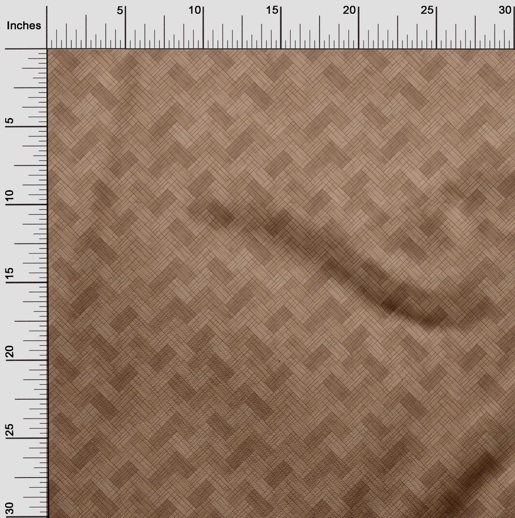 oneOone Cotton Flex Brown Fabric Geometric Dress Material Fabric Print Fabric By The Yard 40 Inch