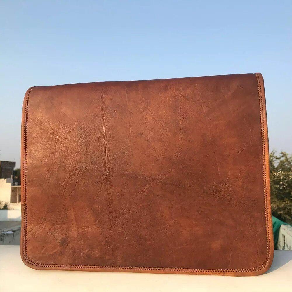 

Мужская сумка-мессенджер из козьей кожи Настоящая сумка-сэтчел из натуральной кожи для ноутбука коричневый портфель 11 x 9 x 3 in коричневый